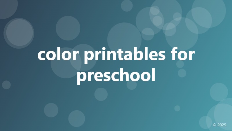 color printables for preschool