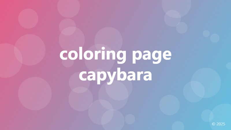 coloring page capybara