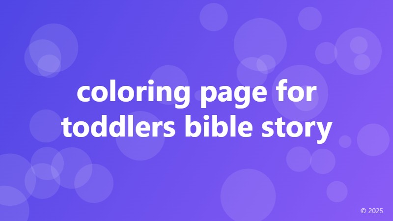 coloring page for toddlers bible story
