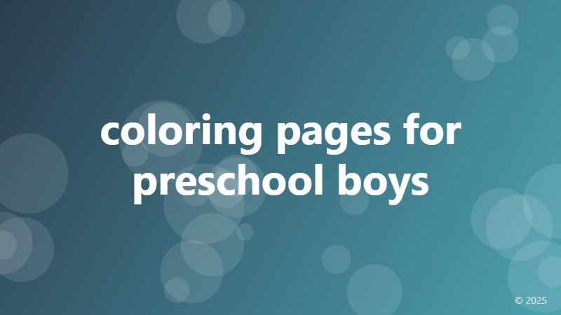 coloring pages for preschool boys