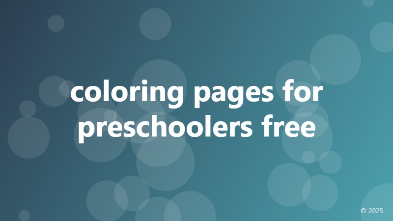 coloring pages for preschoolers free