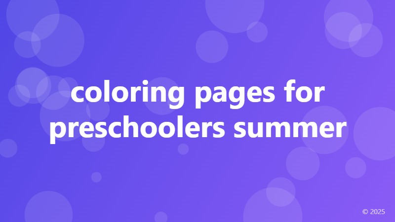 coloring pages for preschoolers summer