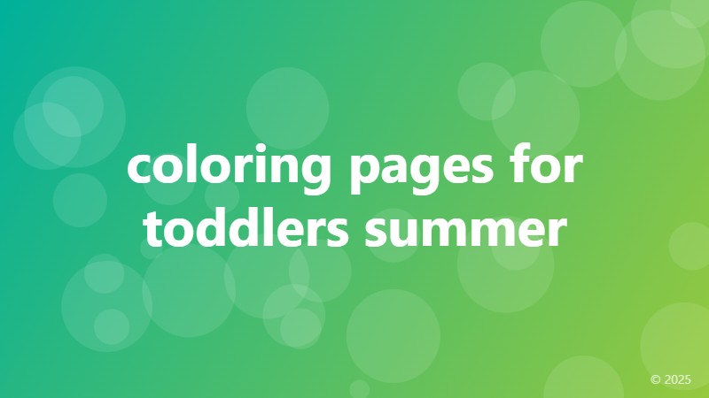 coloring pages for toddlers summer
