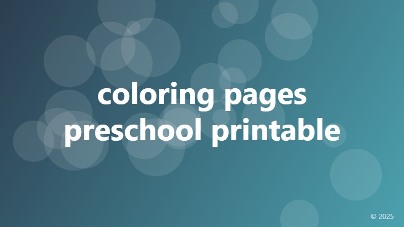 coloring pages preschool printable