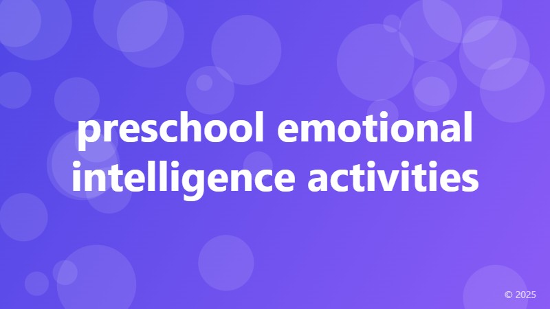 preschool emotional intelligence activities