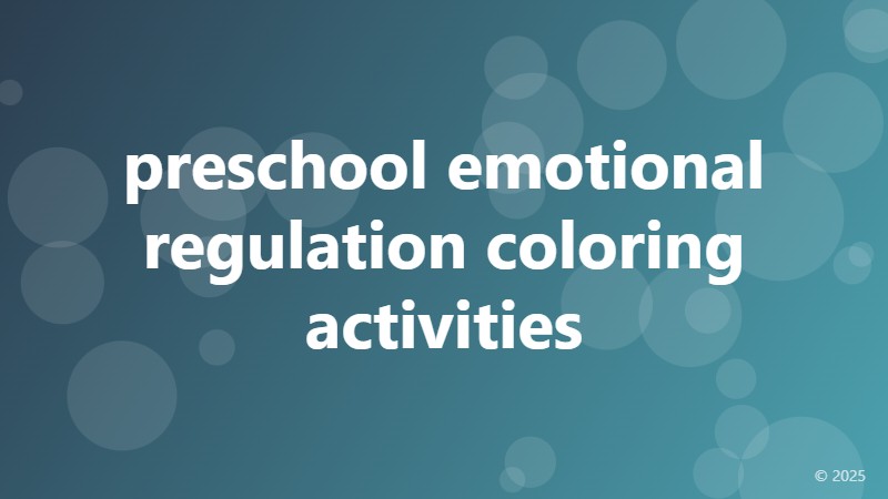 preschool emotional regulation coloring activities