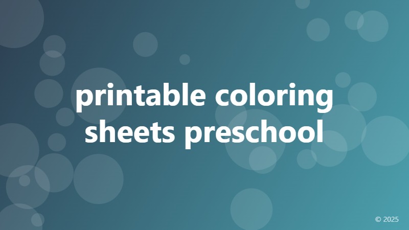 printable coloring sheets preschool